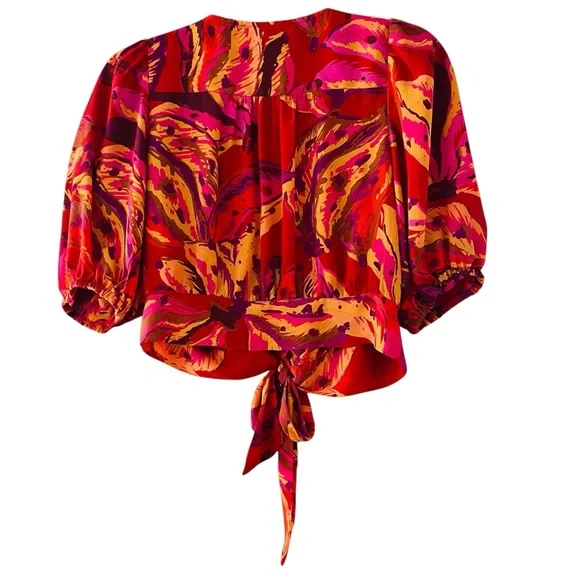 Joie Crop Bow Waist Button Up Top Size Medium - Picture 4 of 4